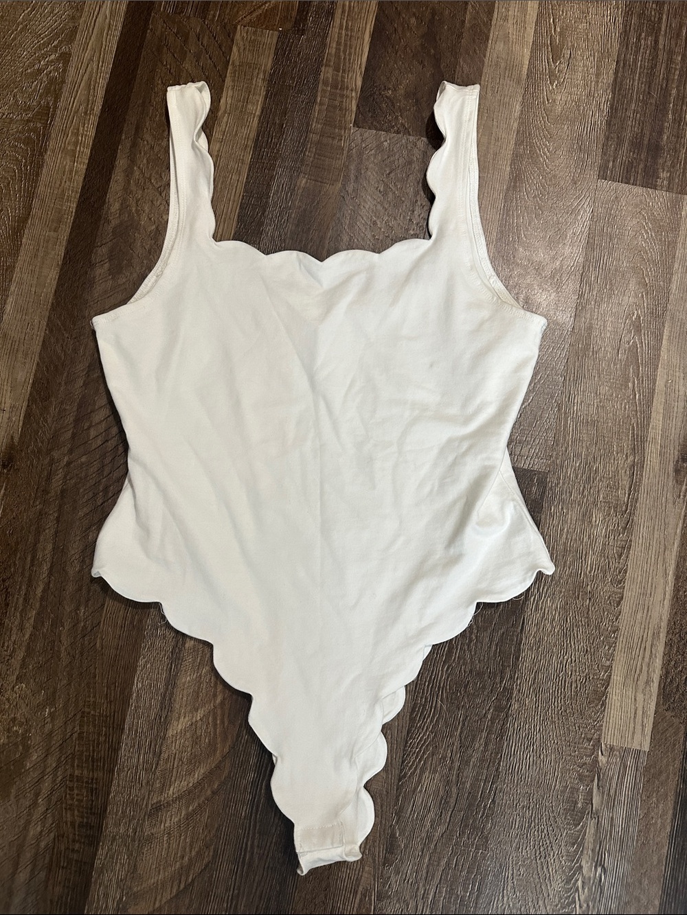 Scalloped Edge White Bodysuit